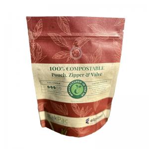 Biodegradable Food Packaging Pouch With Zipper Brown Craft Paper Laminated