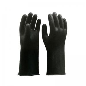 WaterProof Black Industrial Rubber Gloves 32 Cm Unflocked Lining Chemical Resistant