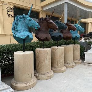 Bronze Unicorn Head Statues Brass Large Metal Artistic Animal Bust Sculpture Decoration Garden Outdoor