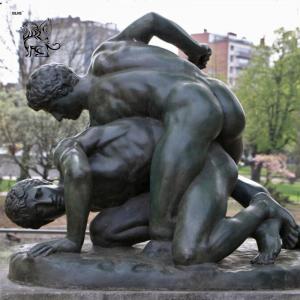 BLVE Two Men Naked Fighting Bronze Statue LIfe Size Greek Nude Male Sculpture Metal Outdoor