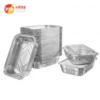 China Disposable Food Grade Aluminium Container 450ml And 800ml Tin Foil Trays With Plastic Lid For Food Packaging on sale
