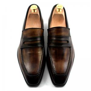 China Custom Mens Leather Dress Shoes Goodyear Shoe 100% Handmade Genuine Leather Loafers supplier