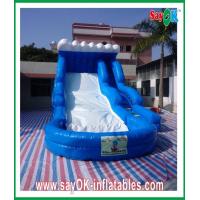 China Inflatable Slip And Slide With Pool Enviromentally-Friendly Blue Ocean Inflatable Slide 0.55mm PVC With Water Pool on sale