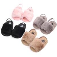 New designed cheap Faux fur soft cotton sole anti-slip prewalker outdoor baby sandals