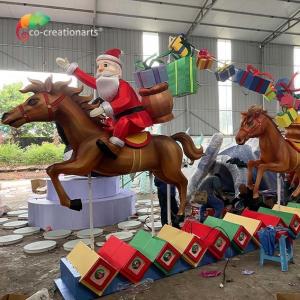 Christmas Decoration Santa Horse Resin Gift Box Zigong Lantern For Amusement Park