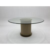 China Modern Design round glass dining table for 6 people , stainless steel leg dining room table on sale