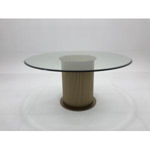 Modern Design round glass dining table for 6 people , stainless steel leg dining room table