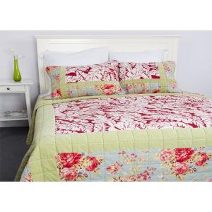 Geometric Quilted Patchwork Bedspreads 3 Pcs Cotton Velvet Embroidered