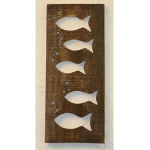 Vintage Fish Pattern Wooden Plank Plaque Signs 15 X 45 Cm Long Life Span