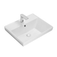 China Ceramic Vanity Countertop Basin With Tap Hole White Glazed Color on sale