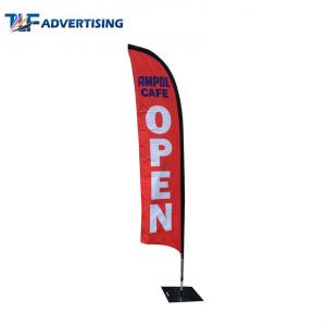 China Single Side Outdoor Advertising Flags No Loose Edges Heavy Steel Base With Elastic Cord supplier