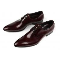 China Oxford Style Mens Leather Dress Shoes Dark Red / Black Lace Up Dress Shoes on sale