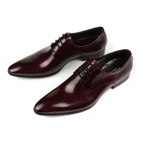 China Oxford Style Mens Leather Dress Shoes Dark Red / Black Lace Up Dress Shoes supplier