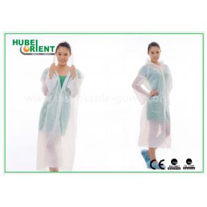 Waterproof PE Disposable Protective Gowns , Transparent Disposable Poncho Raincoat