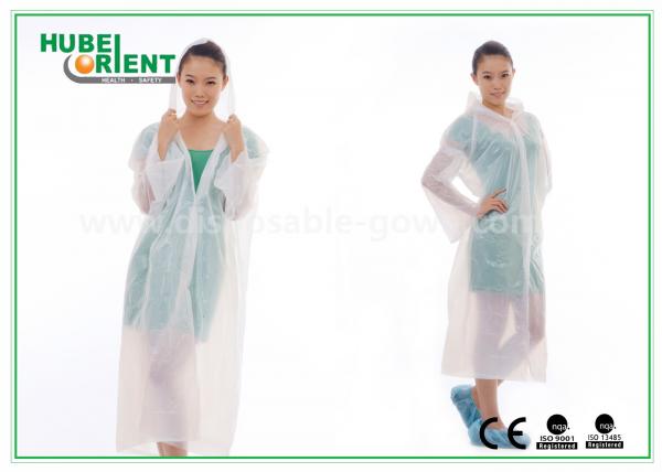 Waterproof PE Disposable Protective Gowns , Transparent Disposable Poncho