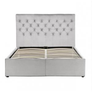 Optional Color Fabric-Crushed velvet Gas Lift Storage Full size Bed comfortable for sleep CE