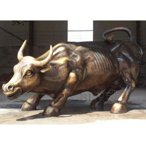 Wall Street Bull Bronze Statue Life Size Animal Copper Cattle Sculpture Outdoor Decoration
