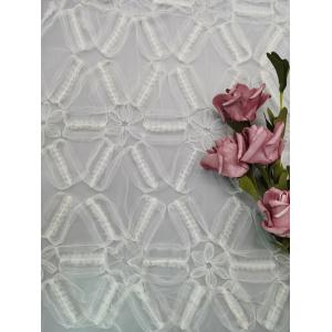 White Crochet Lace Fabric 3D Floral Lace Fabric Mesh Cording Embroidery