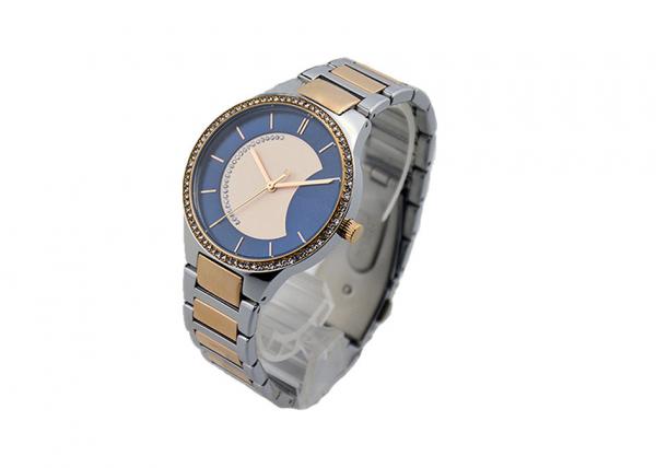 Side Wrapped Band Stainless Steel Ladies Watch Water Resistant IP Two Tone