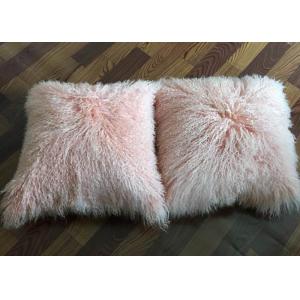 China Mongolian fur pillow Blush Pink Luxurious Genuine Tibetan Mongolian fur Throw wholesale
