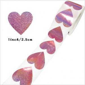 Laser Heart Pink Holographic Sticker Glitter Sealing Labels 500pcs/Roll For Gift Box Packaging