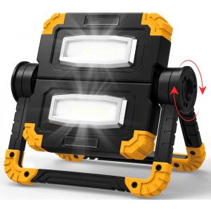 Rechargeable Portable LED Work Light 2 COB 2000Lumens 360 Degree Rotation Foldable