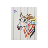 China Real Wooden Frame Abstract Horse Painting , Stretched Satin Ribbon Art on sale