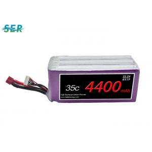 China High Discharge LiPO Battery Pack , 6S1P RC Helicopter Battery 22.2V 4400mAh 35C supplier