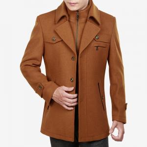 China Men's Wool Cloth Thicken Coat with Full Size and 100% Polyester Filling Material supplier