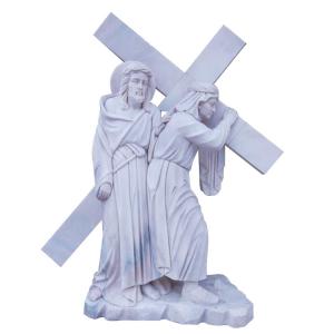 Religion Christian Stone Jesus cross marble sculpture,China stone carving Sculpture supplier