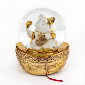 China Gold Ingot Base 120mm Lighted Musical Snow Globes supplier