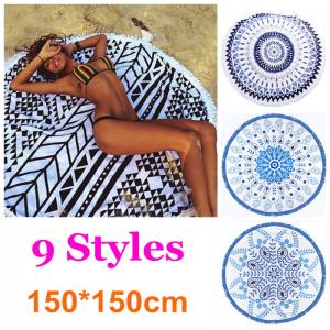 China Stock Round Beach Towel with tassel wholesale round beach towel custom design custom size supplier