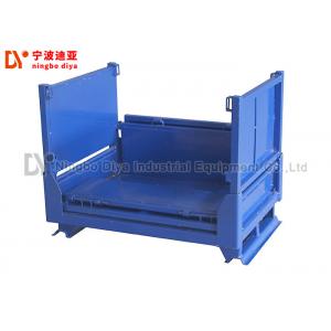 Industrial Steel Folding Stacking Rack System , Blue Steel Turnover Box
