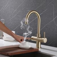 China 360 Rotatable Head Kitchen Faucet Tap Instant Hot Water Tap Gold 304 Cuprum on sale