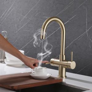 360 Rotatable Head Kitchen Faucet Tap Instant Hot Water Tap Gold 304 Cuprum