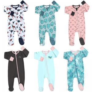 Boys' And Girls' Newborn Footed Rompers Zip Front Non-Slip