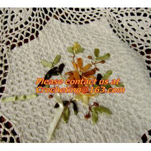 China fashion design crochet hook beige bedspread sheet cotton lace curtain flowers decoration supplier