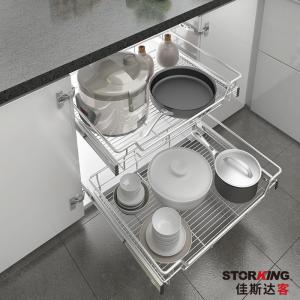 SS304 Kitchen Pull Out Organizer Cabinet Pull Out Wire Basket Chrome Plating