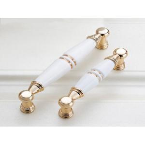 China Gold Cupboard Pull Ceramic Handles And Knobs White Porcelain Drawer Knob Village Design wholesale