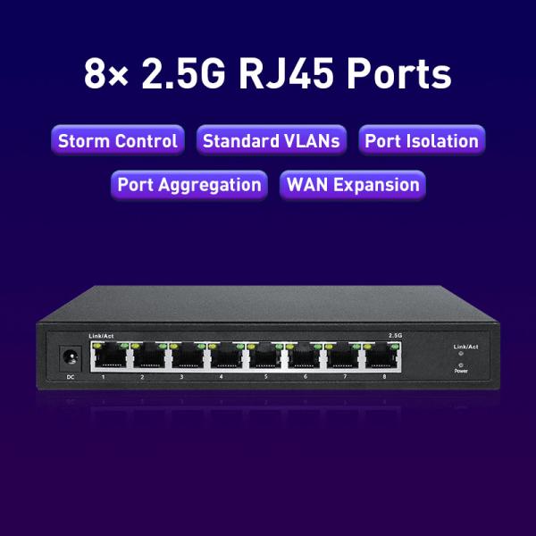 Redes múltiples interruptor de 2,5 gigabites con 8 puertos 4K MAC Address Table de 2.5G RJ45