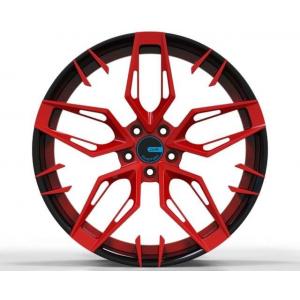 10.5J 2 Piece Forged Rims 6061 T6 Gloss Black Rims With Red Lip