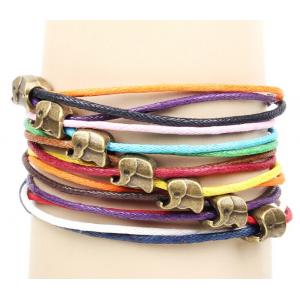 China Multi string cord layering charm cuff bracelets, multi color leather cuff supplier
