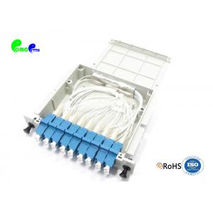 China Module Type 1x8 Rack Mount Fiber Optic PLC Splitter With Blue Color LC UPC SM Connector supplier