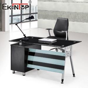 China Modern Manager Tempered Glass Computer Desk L Shaped Office Furniture Wholesale supplier