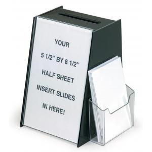 Black Acrylic Ballot Box Suggestion Boxes W 5.5 x 8.5 Sign Holder & Side Pocket