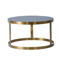 China Modern Round Wooden Top Stainless Steel Metal Frame Coffee Table 90x52cm on sale