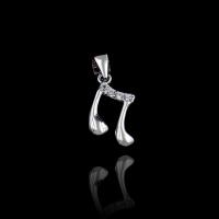China Simple Music Symbol Cubic Zirconia Pendant  / Pure 925 Sterling Silver Jewelry on sale