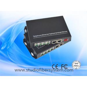 China 4Port Telephone Fiber Optic Converter with 2ch 100M ethernet over singlemode fiber up to 20~120Km supplier