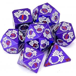 multi faceted solid metal dice set DND RPG Colorful Flying Dragon Crucho Board Game