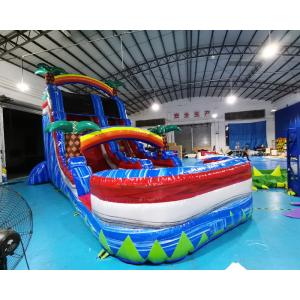 China Outdoor Palm Tree Bounce House Blow Up Pool Slide supplier